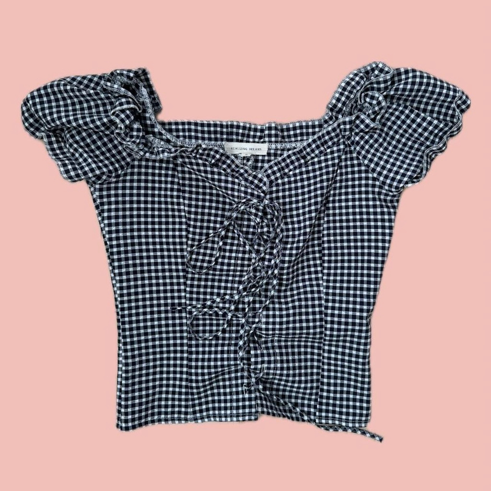 Black & White Milkmaid Corset Top – Size Small